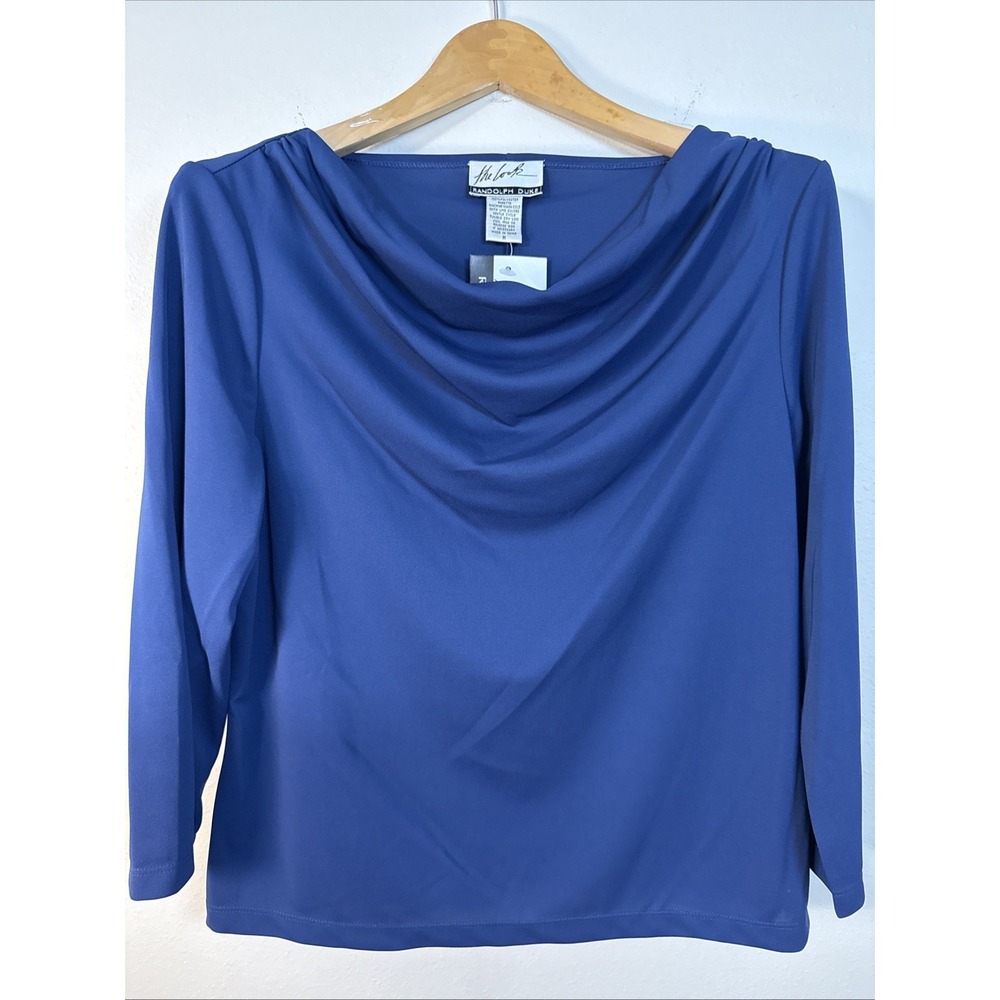 The Look by Randolph Duke cowl neck top‎ Blue Cowl Neckline Size medium